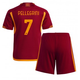 AS Roma Lorenzo Pellegrini #7 Hemmakläder Barn 2023-24 Kortärmad (+ Korta byxor)